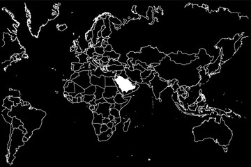 Saudi Arabia map Asia black background