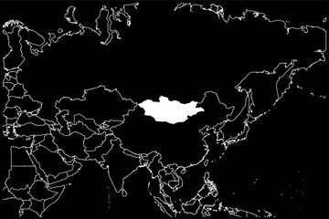 Mongolia map Asia black background