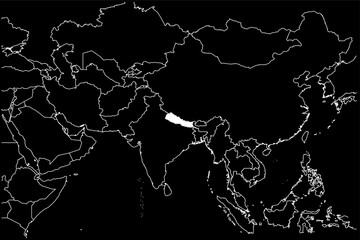 Nepal map Asia black background