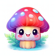 Happy Kawaii Mushroom Vibrant Colors