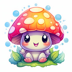Happy Kawaii Mushroom Vibrant Colors