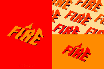 Fire 3D Text Effect Logo Design