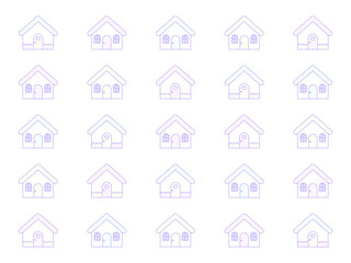 4:3 レトロファンシーなかわいいお家パターン⭐︎PNG