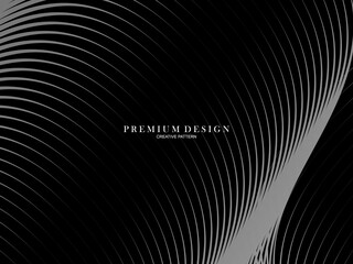 Abstract curved Diagonal Striped black Background. Vector slanted curved, waving lines pattern. New style for business design with dark colors.