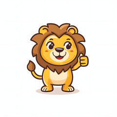 ライオンがthumbs up, いいねと親指を立ててgoodポーズしているイラスト