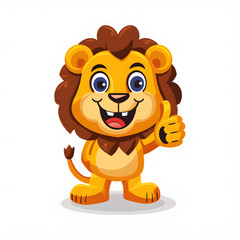 ライオンがthumbs up, いいねと親指を立ててgoodポーズしているイラスト