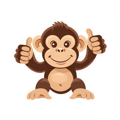 猿がthumbs up, いいねと親指を立ててgoodポーズしているイラスト