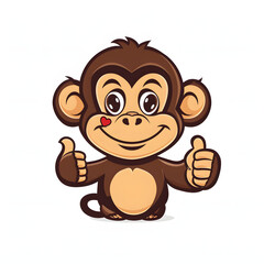 猿がthumbs up, いいねと親指を立ててgoodポーズしているイラスト