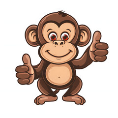 猿がthumbs up, いいねと親指を立ててgoodポーズしているイラスト