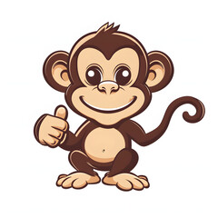 猿がthumbs up, いいねと親指を立ててgoodポーズしているイラスト