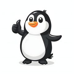 ペンギンがthumbs up, いいねと親指を立ててgoodポーズしているイラスト