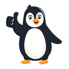 ペンギンがthumbs up, いいねと親指を立ててgoodポーズしているイラスト