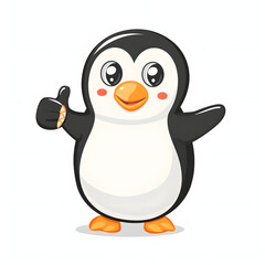 ペンギンがthumbs up, いいねと親指を立ててgoodポーズしているイラスト