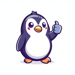 ペンギンがthumbs up, いいねと親指を立ててgoodポーズしているイラスト