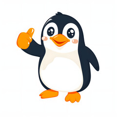 ペンギンがthumbs up, いいねと親指を立ててgoodポーズしているイラスト