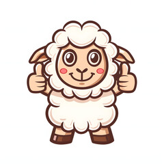 羊がthumbs up, いいねと親指を立ててgoodポーズしているイラスト