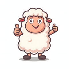 羊がthumbs up, いいねと親指を立ててgoodポーズしているイラスト