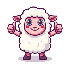 羊がthumbs up, いいねと親指を立ててgoodポーズしているイラスト