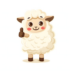 羊がthumbs up, いいねと親指を立ててgoodポーズしているイラスト