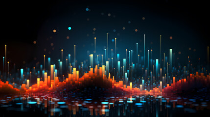 Obraz premium Stock market chart background, financial forecast illustration with glowing trend lines