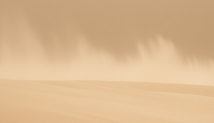 Morning Desert Dunes under Sunlit Sky - obrazy, fototapety, plakaty