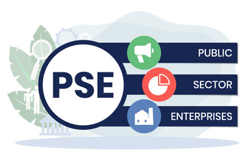 PSE -  PUBLIC SECTOR ENTERPRISES. acronym business concept. vector illustration concept with keywords and icons. lettering illustration with icons for web banner, flyer, landing page