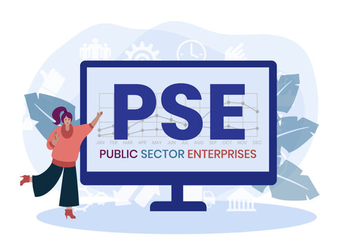 PSE -  PUBLIC SECTOR ENTERPRISES. acronym business concept. vector illustration concept with keywords and icons. lettering illustration with icons for web banner, flyer, landing page