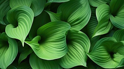 Background of green leaves of a lily flower. Juicy bright foliage.Texture of large leaves. Beauty is in nature. - obrazy, fototapety, plakaty