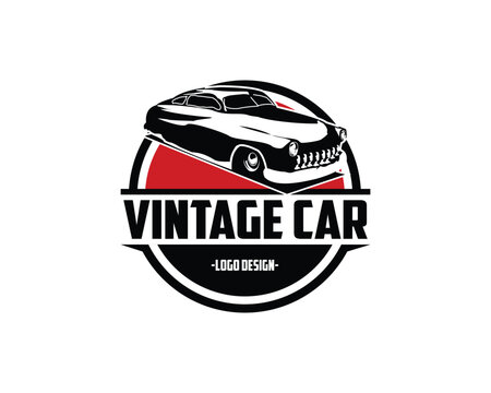 Vintage 1949 mercury coupe car vector design inspiration. Auto car logo design template. Classic vehicle symbol logotype. Classic car symbol silhouette. Vintage car simple line art logo.