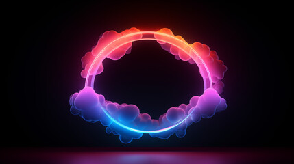3D Cloud Enveloped in Bright Neon Halos