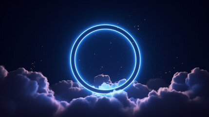 3D Cloud with Neon Rings Creating a Spectacle