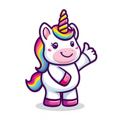 ユニコーンがthumbs up, いいねと親指を立ててgoodポーズしているイラスト