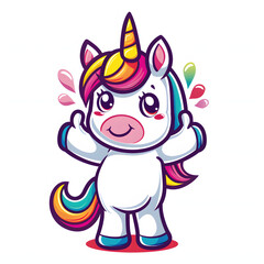 ユニコーンがthumbs up, いいねと親指を立ててgoodポーズしているイラスト