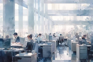 Foto op Plexiglas オフィスで働く人々のビジネスシーン「AI生成画像」 © kai