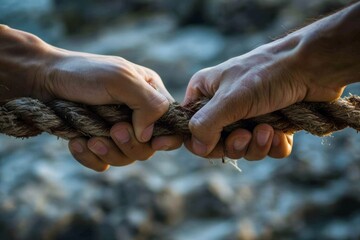 Two Hands Clinging to the Rope, Symbolizing Perseverance and Overcoming Challenges