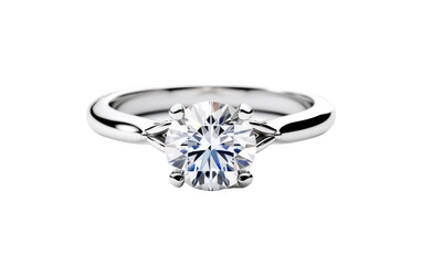 Timeless Solitaire Engagement Ring with a Round Against White Background