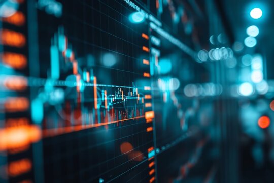 Investing and Trading: Digital Charts and Graphs Reflect Market Volatility