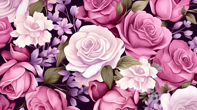Wallpaper with flowers, blooming background, close up of painted garden