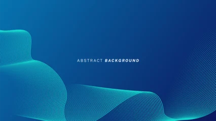 Foto op Plexiglas Abstract glowing wave lines on dark blue background. Dynamic wave pattern. Modern flowing wavy lines. Futuristic technology concept. Suit for banner, poster, cover, brochure, flyer, website © StudioHaxe