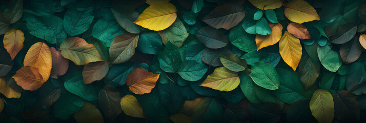 Background with colorful autumn leaves, seasonal wallpaper - obrazy, fototapety, plakaty