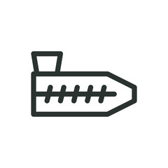 Screw feed extruder isolated icon, extrusion machine vector symbol with editable stroke
