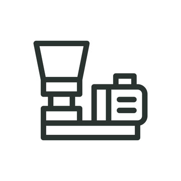 Feed granulator machine isolated icon, chicken feed pellet mill machine vector symbol with editable stroke