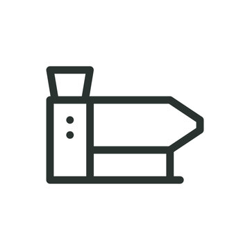 Feed extruder machine isolated icon, extrusion machine vector symbol with editable stroke