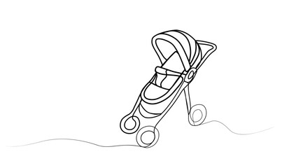 continuous drawing of a baby stroller with one line.