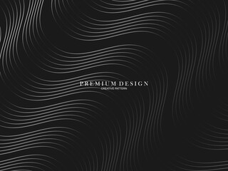 Abstract curved Diagonal Striped black Background. Vector slanted curved, waving lines pattern. New style for business design with dark colors.