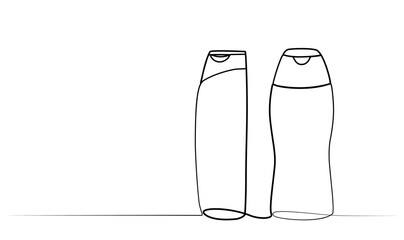 continuous drawing of shampoos in one line. illustration