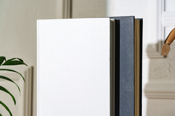 Two books stand vertically against the wall - obrazy, fototapety, plakaty