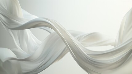 Design an awe-inspiring composition featuring a ribbon gracefully dancing in a perfectly lit, noise-free white setting.