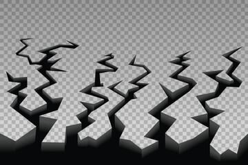 vector ground cracks on transparent background	