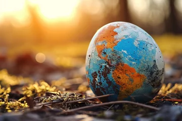Foto auf Acrylglas Global Warming Concept: A Painted Egg Represents a Warming Earth © Emanuel